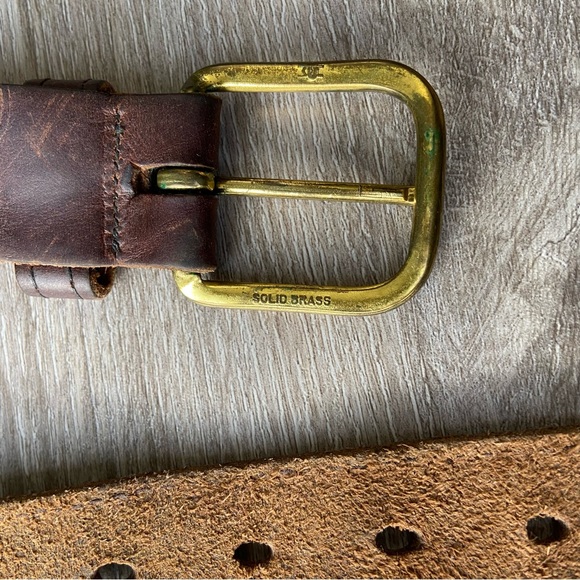 Vintage Levi’s Orange Tab Solid Brass Buckle Leather Belt - Picture 8 of 15
